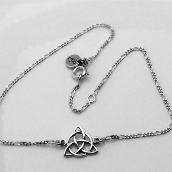 Triquetra Anklet .925 Sterling Silver Trinity Celtic Irish Goddess Peter Stone - Picture 3 of 7